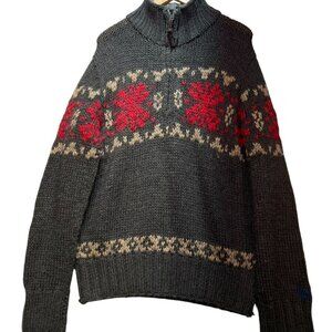 American Eagle Outfitters Mens Pullover Sweater Large Gray Knit Holiday Winter